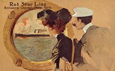 Passengers looking through the porthole on board a Red Star ocean liner, c1900. Creator: Unknown