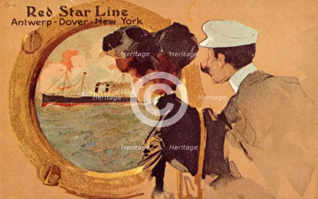 Passengers looking through the porthole on board a Red Star ocean liner, c1900.  Creator: Unknown.