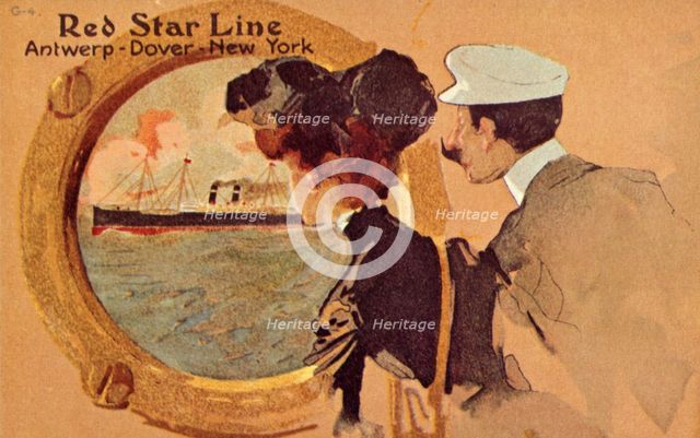 Passengers looking through the porthole on board a Red Star ocean liner, c1900.  Creator: Unknown.