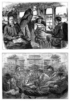 Passengers on a London to Glasgow train, 1884