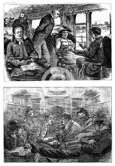 Passengers on a London to Glasgow train, 1884. Artist: Unknown