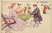 Passengers play cards on the deck of a Red Star liner, 1907. Creator: Unknown