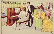 Passengers relax after dinner on a Red Star liner, 1907. Creator: Unknown