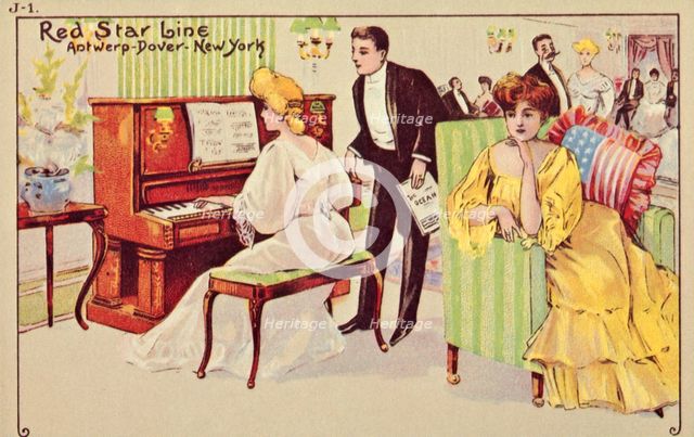 Passengers relax after dinner on a Red Star liner, 1907. Creator: Unknown.