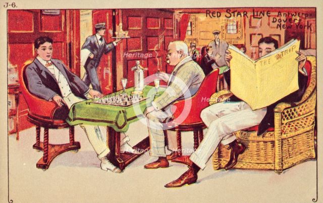 Passengers relax on board a Red Star liner, 1907.  Creator: Unknown.