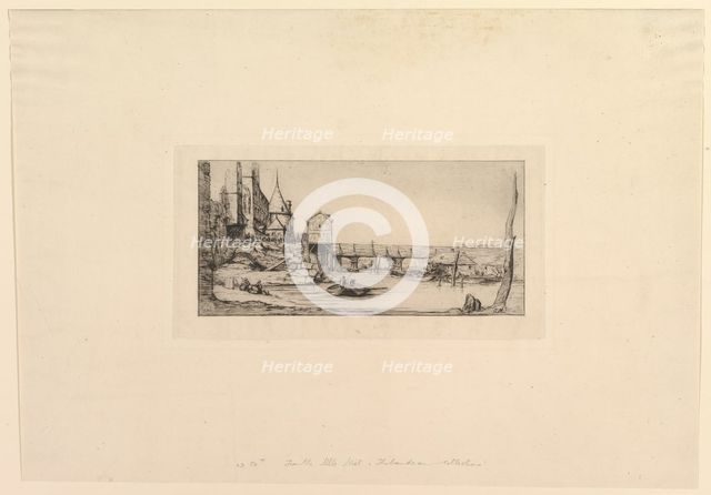 Passerelle du Pont-au-Change, après l'incendie de 1621 (The Footbridge temporarily replaci..., 1860. Creator: Charles Meryon.