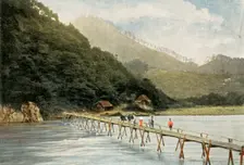 Passerelle Sur La Riviere D'Arakawa (Footbridge over the Arakawa River), 1900. Creator: Unknown