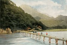 Passerelle Sur La Riviere D'Arakawa (Footbridge over the Arakawa River), 1900. Creator: Unknown