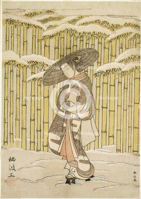 Passing the Bamboo Grove, 1766. Creator: Suzuki Harunobu.