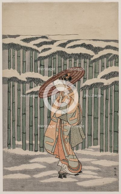 Passing the Bamboo Grove, 1868-1912. Creator: Suzuki Harunobu (Japanese, 1724-1770).