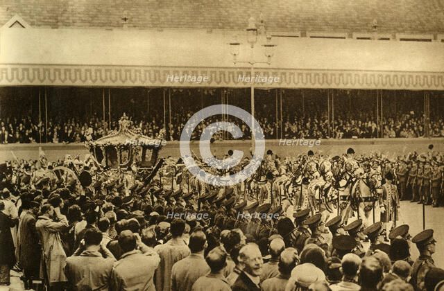 'Passing Through Parliament Square', 1937. Creator: Photochrom Co Ltd of London.