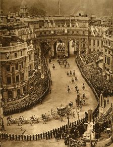 Passing Through the Admiralty Arch 1937. Creator: Photochrom Co Ltd of London