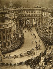 Passing Through the Admiralty Arch 1937. Creator: Photochrom Co Ltd of London