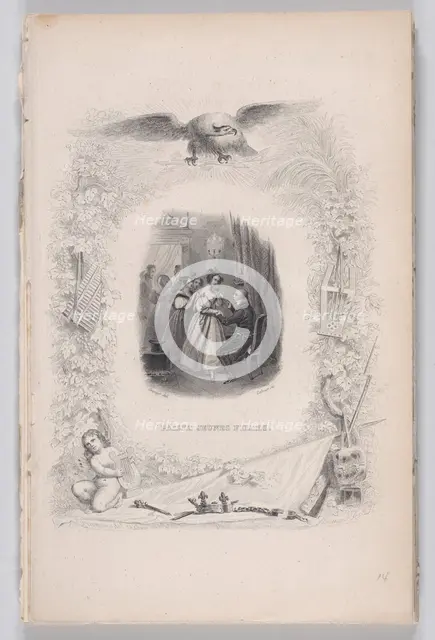 Passing Young Girls from The Songs of Béranger, 1829. Creator: Achille Désiré Lefèvre.