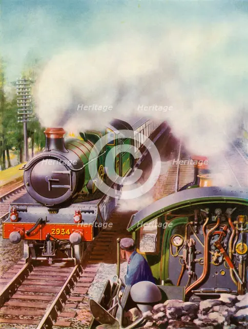 'Passing at Speed. An unusual view from the tender of a goods engine', 1935-36. Creator: Unknown.