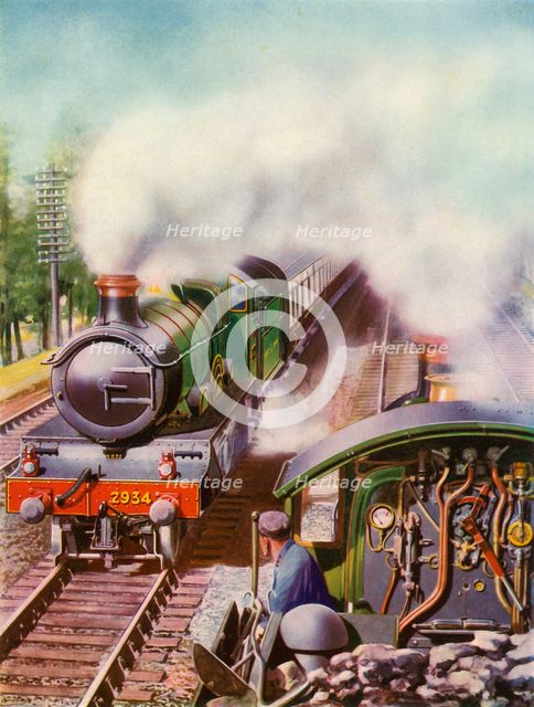 'Passing at Speed. An unusual view from the tender of a goods engine', 1935-36. Creator: Unknown.
