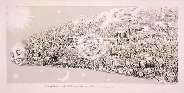 'Passing events, or the tail of the comet of 1853'. Artist: George Cruikshank