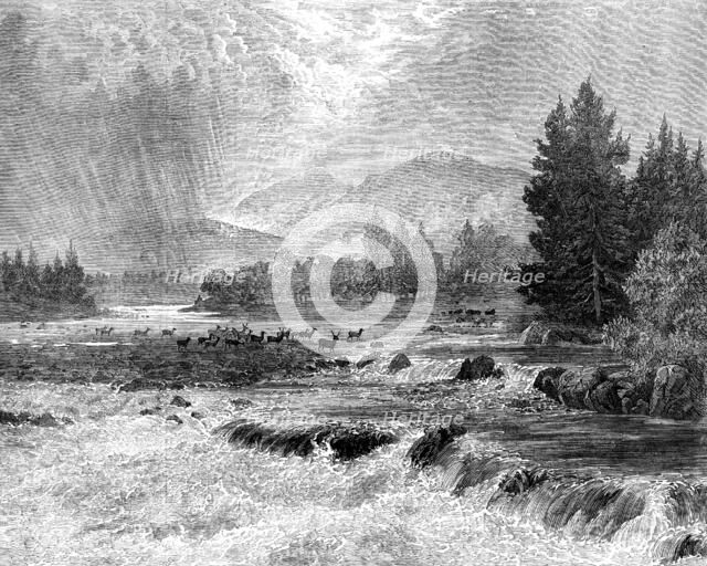 "Passing Showers - Forest of Glentanner, Aberdeenshire," by E. A. Waterlow, 1873. Creator: Unknown.