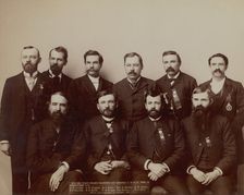 Past Grand Masters of Dakota IOO F, 1890, at Deadwood, SD AE Clough, AENugent, HJ Rowe..., 1890. Creator: John C. H. Grabill