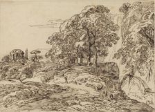 Pastoral Landscape with a Waterfall and a Temple. Creator: Franz Kobell