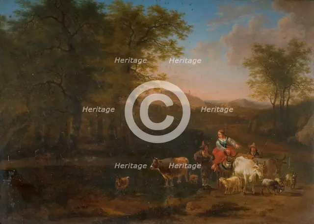 Pastoral Landscape With Figures, 1683. Creator: Nicolaes Berchem.