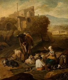 Pastoral Scene Against Ruins, 2nd half of 17th century. Creator: Johann Heinrich Roos