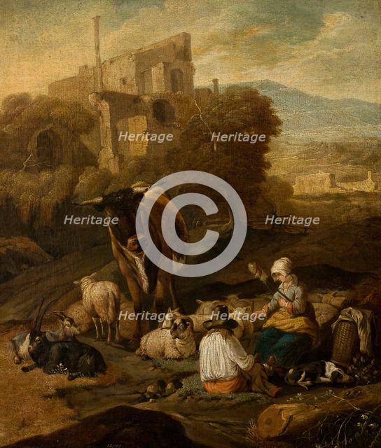 Pastoral Scene Against Ruins, 2nd half of 17th century. Creator: Johann Heinrich Roos.