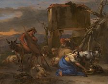 Pastoral Scene with a Shepherdess Milking a Goat, 1665/70. Creator: Nicolaes Berchem