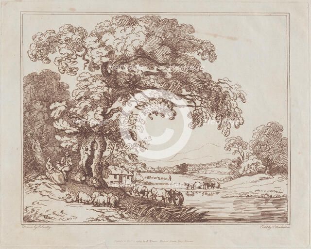 Pastoral Riverside Scene, 1789., 1789. Creator: Thomas Rowlandson.