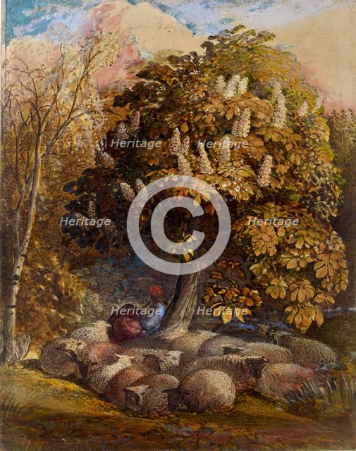 Pastoral with a Horse Chestnut Tree, c1830-1831. Artist: Samuel Palmer.