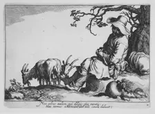 Pastoral with goatherd and goats, from the series Sixteen Peasant Subjects, 17th century. Creator: Cornelis Bloemaert
