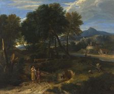 Pastorale avec un jeune pâtre et une femme avec un enfant dans les bras, between 1662 and 1679. Creator: Francisque Millet