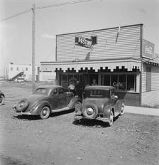 Pastime Cafe on main street of small potato town, Tulelake, Siskiyou County, California, 1939. Creator: Dorothea Lange