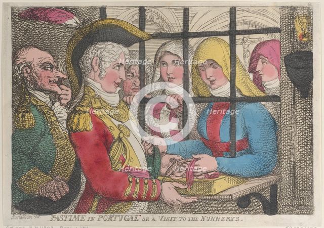 Pastime in Portugal or a Visit to the Nunnerys, April 1, 1811., April 1, 1811. Creator: Thomas Rowlandson.