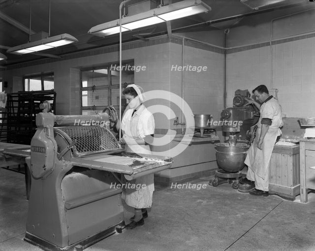 Pastry making for meat pies, Rawmarsh, South Yorkshire, 1955. Creator: Michael Walters.