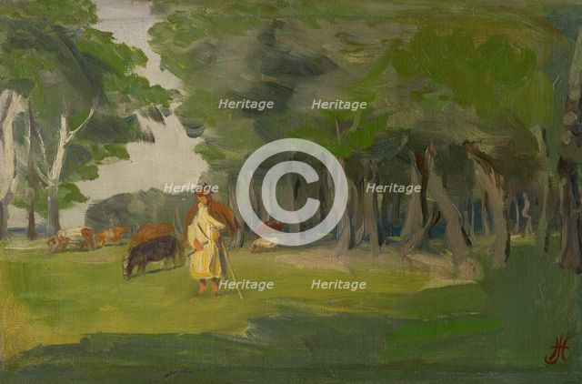 Pasturing in Kaloc, 1895-1896. Creator: Jozef Hanula.