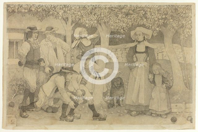 Petanque Players in Brittany, 1890. Creator: Charles Laval.