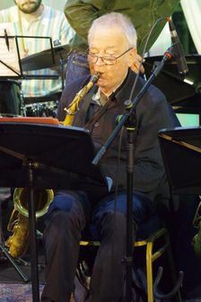 Pete Hunt, Stan Sulzmann’s Neon Orchestra, Watermill Jazz Club, Dorking, Surrey, Nov 2023. Creator: Brian O'Connor