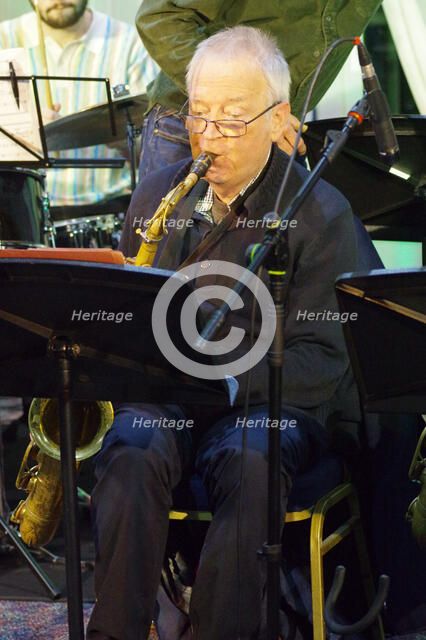 Pete Hunt, Stan Sulzmann’s Neon Orchestra, Watermill Jazz Club, Dorking, Surrey, Nov 2023. Creator: Brian O'Connor.