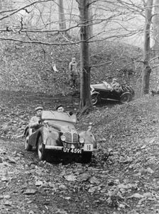 Peter Collins taking part in a hill climb, March 1949