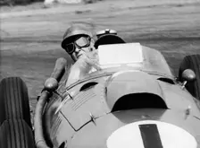 Peter Collins in a Ferrari