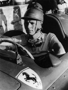 Peter Collins in a Ferrari, c1956