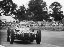 Peter Collins in a HWM Alta at Silverstone, Northamptonshire, 1952