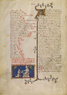 Peter Comestor Presenting a Letter to the Archbishop of Sens, about 1360-1370. Creator: Master of Jean de Mandeville
