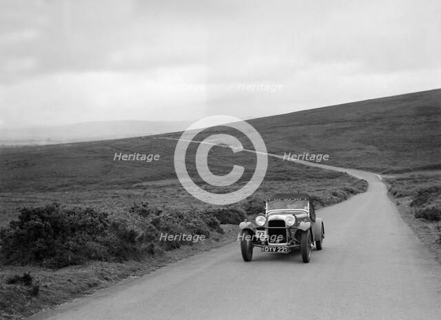 Peter Clark's HRG, winner of a silver award at the MCC Torquay Rally, July 1937. Artist: Bill Brunell.