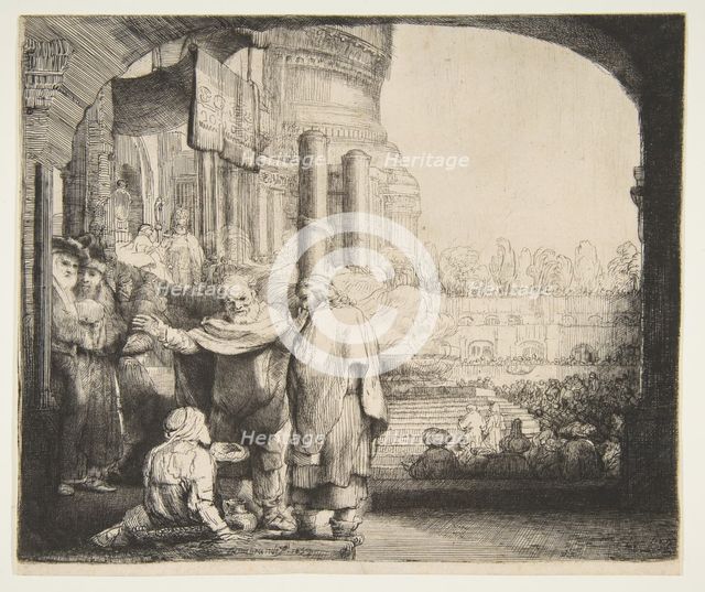 Peter and John Healing the Cripple at the Gate of the Temple, 1659. Creator: Rembrandt Harmensz van Rijn.