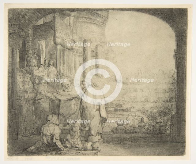 Peter and John Healing the Cripple at the Gate of the Temple, 1659. Creator: Rembrandt Harmensz van Rijn.