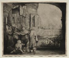 Peter and John Healing the Cripple at the Gate of the Temple, 1659. Creator: Rembrandt van Rijn (Dutch, 1606-1669)