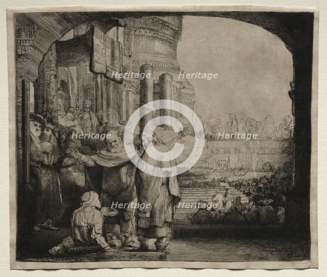Peter and John Healing the Cripple at the Gate of the Temple, 1659. Creator: Rembrandt van Rijn (Dutch, 1606-1669).