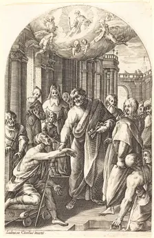 Peter and John Healing the Lame, 1608/1611. Creator: Jacques Callot